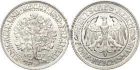 5 Reichsmark 1927 D Eichbaum Jaeger 331 Vorzüglich-Prägefrisch