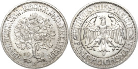 5 Reichsmark 1928 E Eichbaum Jaeger 331 Kl. Randfehler, kl. Kratzer, vorzüglich-Stempelglanz