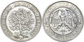 5 Reichsmark 1929 E Eichbaum Jaeger 331 Sehr selten. Vorzüglich-Prägefrisch