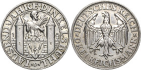 3 Reichsmark 1928 D Dinkelsbühl Jaeger 334 Vorzüglich