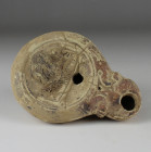 Roman oil lamp depicting a erotic scene, Type Bussière B IV 2