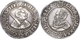 Sachsen-Kurlinie ab 1486 bis 1547 (Ernestiner)
Johann Friedrich und Georg 1534-1539 Guldengroschen 1536, Doppellilie-Freiberg Keilitz 129 Schnee 73 D...