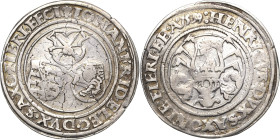 Sachsen-Kurlinie ab 1486 bis 1547 (Ernestiner)
Johann Friedrich und Heinrich 1539-1541 1/2 Guldengroschen 1539, Doppellilie-Freiberg Keilitz 157 Keil...