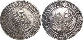 Sachsen-Kurlinie ab 1486 bis 1547 (Ernestiner)
Johann Friedrich, Heinrich und Johann Ernst 1539-1540 Guldengroschen 1539, T-Buchholz Keilitz 170 Schn...