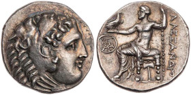 MAKEDONIEN, KÖNIGREICH
Demetrios I. Poliorketes, 306-283 v. Chr. AR-Drachme um 295/4 v. Chr., im Namen Alexanders III. Milet Vs.: Kopf des Herakles m...