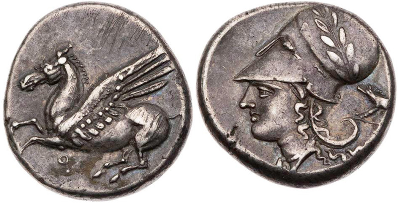 KORINTHIA KORINTH
 AR-Stater 345-307 v. Chr. Vs.: Pegasos fliegt n. l., darunte...
