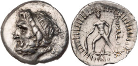 KRETA GORTYNA
 AR-Drachme 94-87/6 v. Chr. Vs.: Kopf des Zeus mit Tänie n. l., Rs.: nackter Heros mit Schild und Lanze im Ausfallschritt v. v., unten ...