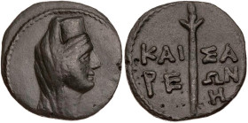 KIMMERISCHER BOSPORUS PANTIKAPAION (ALS KAISAREIA)
 AEs 14-12 v. Chr. Vs.: Kopf der Aphrodite Apatura mit Kalathos und Schleier n. r., Rs.: Szepter, ...