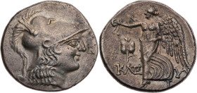 PAMPHYLIEN SIDE
 AR-Tetradrachme 145-125 v. Chr., Magistrat Kleuch(ares) Vs.: Kopf der Athena Sidetes mit korinthischem Helm n. r., Rs.: Nike schreit...