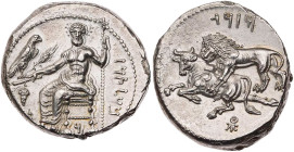 KILIKIEN TARSOS
Satrap Mazaios, 361-334 v. Chr. AR-Stater Vs.: Baaltars thront mit Adler, Ähre, Weintraube und Szepter n. l., den Oberkörper nach vor...