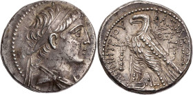 SYRIEN KÖNIGREICH DER SELEUKIDEN
Demetrios II. Nikator, 1. Regierung, 146-138 v. Chr. AR-Tetradrachme 144/143 v. Chr. (= Jahr 169) Tyros Vs.: drapier...