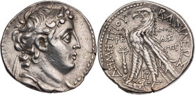 SYRIEN KÖNIGREICH DER SELEUKIDEN
Demetrios II. Nikator, 2. Regierung, 129-125 v. Chr. AR-Tetradrachme 129 v. Chr. (= Jahr 183) Tyros Vs.: drapierte B...
