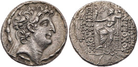 SYRIEN KÖNIGREICH DER SELEUKIDEN
Antiochos VIII. Epiphanes Grypos, 121-96 v. Chr. AR-Tetradrachme 109-96 v. Chr. Antiochia am Orontes Vs.: Kopf mit D...