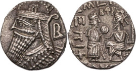 PARTHER, KÖNIGREICH DER ARSAKIDEN
Vologases IV., ca. 147-191 n. Chr. BI-Tetradrachme Februar 181 n. Chr. (= Jahr 492, Monat Dystros) Seleukeia am Tig...