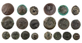 LOTS
 AE-Prägungen aus SIZILIEN, Akragas (Gegenstempel), Alaisa ("Kainon"), Selinus und Syrakus (6); dazu: KAMPANIEN, Neapolis. 10 Stück s-ss, ss