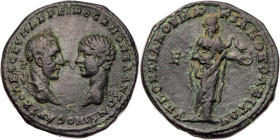 MOESIA INFERIOR MARKIANOPOLIS
Macrinus mit Diadumenian Caesar, 217-218 n. Chr. AE-Pentassarion 217-218 n. Chr., Provinzlegat Pontianus Vs.: Köpfe des...