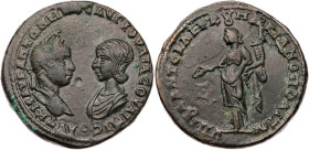MOESIA INFERIOR MARKIANOPOLIS
Elagabal mit Iulia Soaemias, 218-222 n. Chr. AE-Pentassarion 218-222 n. Chr., Provinzlegat Iulius Antonius Seleucus Vs....