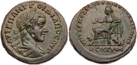 MOESIA INFERIOR NIKOPOLIS AD ISTRUM
Gordianus III., 238-244 n. Chr. AE-Tetrassarion 241-244 n. Chr., Provinzlegat Sabinius Modestus Vs.: gepanzerte u...