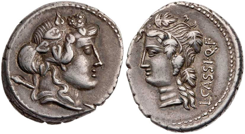 RÖMISCHE REPUBLIK
L. Cassius Q. f. Longinus, 78 v. Chr. AR-Denar Rom Vs.: Kopf ...