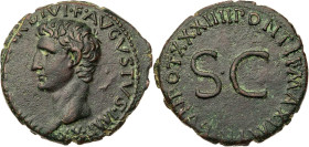 RÖMISCHE KAISERZEIT
Augustus, 27 v.-14 n. Chr. AE-As 11/12 n. Chr. Rom Vs.: [IMP CAESA]R DIVI·F·AVGVSTVS·IMP·XX, Kopf n. l., Rs.: PONTIF MAXIM TRIBVN...