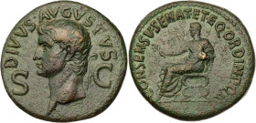 RÖMISCHE KAISERZEIT
Divus Augustus, gest. 14 n. Chr. AE-Dupondius 37-41 n. Chr., unter Caligula Rom Vs.: DIVVS·AVGVSTVS, Kopf mit Strahlenkrone n. l....