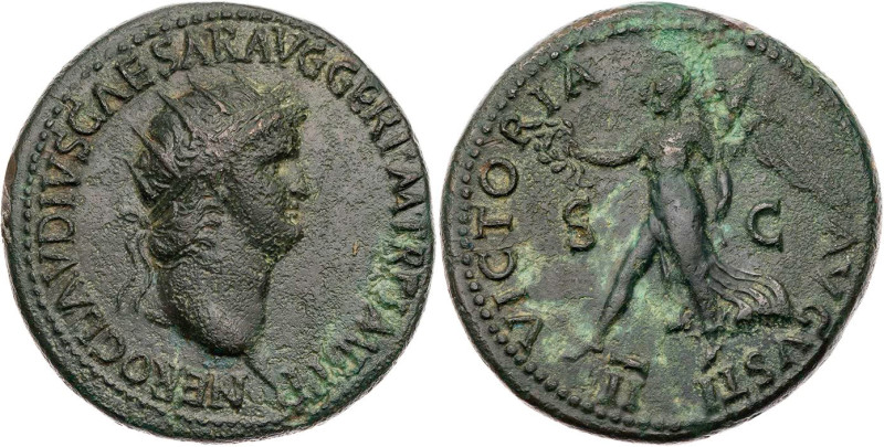 RÖMISCHE KAISERZEIT
Nero, 54-68 n. Chr. AE-Dupondius 64 n. Chr. Rom Vs.: NERO C...