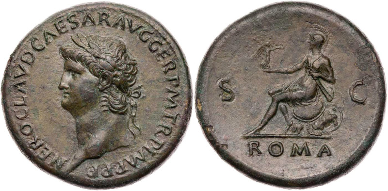 RÖMISCHE KAISERZEIT
Nero, 54-68 n. Chr. AE-Sesterz 65 n. Chr. Rom Vs.: NERO CLA...