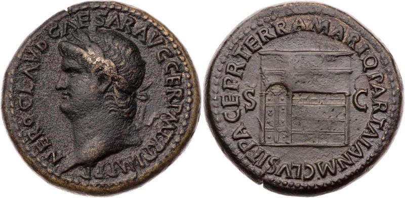 RÖMISCHE KAISERZEIT
Nero, 54-68 n. Chr. AE-Sesterz 65 n. Chr. Rom Vs.: NERO CLA...