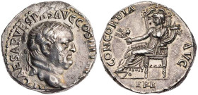 RÖMISCHE KAISERZEIT
Vespasianus, 69-79 n. Chr. AR-Denar 71 n. Chr. Ephesus Vs.: [I]MP CAESAR VESPAS AVG COS III T[R P P P], Kopf mit Lorbeerkranz n. ...