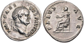 RÖMISCHE KAISERZEIT
Vespasianus, 69-79 n. Chr. AR-Denar 73 n. Chr. Rom Vs.: IMP CAES VESP AVG CEN, Kopf mit Lorbeerkranz n. r., Rs.: SALVS AVG, Salus...