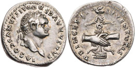 RÖMISCHE KAISERZEIT
Domitianus Caesar, geprägt unter Vespasianus, 69-79 n. Chr. AR-Denar 79 n. Chr. Rom Vs.: CAESAR AVG F DOMITIANVS COS VI, Kopf mit...