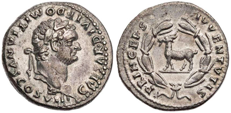 RÖMISCHE KAISERZEIT
Domitianus Caesar, geprägt unter Titus, 79-81 n. Chr. AR-De...