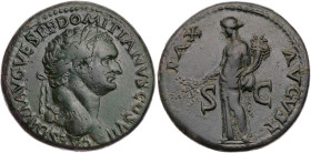 RÖMISCHE KAISERZEIT
Domitianus Caesar, geprägt unter Titus, 79-81 n. Chr. AE-Sesterz 80/81 n. Chr. unsichere östliche Mzst. (in Thrakien oder Bithyni...