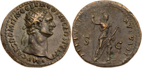 RÖMISCHE KAISERZEIT
Domitianus, 81-96 n. Chr. AE-Dupondius 90/91 n. Chr. Rom Vs.: IMP CAES DOMIT AVG GERM COS XV CENS PER P P, Kopf mit Strahlenkrone...
