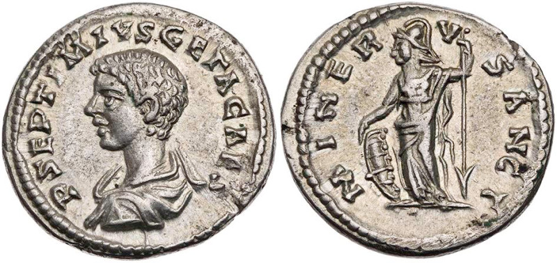 RÖMISCHE KAISERZEIT
Geta Caesar, 193-211 n. Chr. AR-Denar 202-203 n. Chr. Laodi...