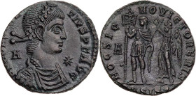 RÖMISCHE KAISERZEIT
Constantius II., 337-361 n. Chr. AE-Maiorina 350 n. Chr. Siscia, 2. Offizin Vs.: D N CONS[TAN]-TIVS P F AVG, gepanzerte und drapi...