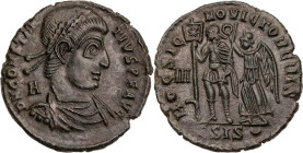 RÖMISCHE KAISERZEIT
Constantius II., 337-361 n. Chr. AE-Maiorina Dezember 350-351 n. Chr. Siscia, 5. Offizin Vs.: D N CONSTAN-TIVS P F AVG, gepanzert...
