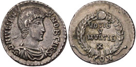 RÖMISCHE KAISERZEIT
Iulianus II. Caesar, 355-360/361 n. Chr. AR-Siliqua 360 n. Chr. Arelate (Arles), 3. Offizin Vs.: D N IVLIANV-S NOB CAES, gepanzer...