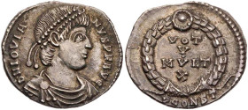 RÖMISCHE KAISERZEIT
Iovianus, 363-364 n. Chr. AR-Siliqua Arelate (Arles), 1. Offizin Vs.: D N IOVIA-NVS P F AVG, gepanzerte und drapierte Büste mit P...