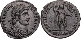 RÖMISCHE KAISERZEIT
Valentinianus I., 364-375 n. Chr. AE-Doppelmaiorina 364 n. Chr. Sirmium, 2. Offizin Vs.: D N VALENTINI-ANVS P F AVG, gepanzerte u...