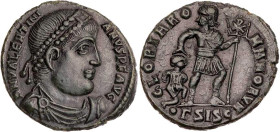 RÖMISCHE KAISERZEIT
Valentinianus I., 364-375 n. Chr. AE-Centenionalis 364-367 n. Chr. Siscia, 3. Offizin Vs.: D N VALENTINI-ANVS P F AVG, gepanzerte...