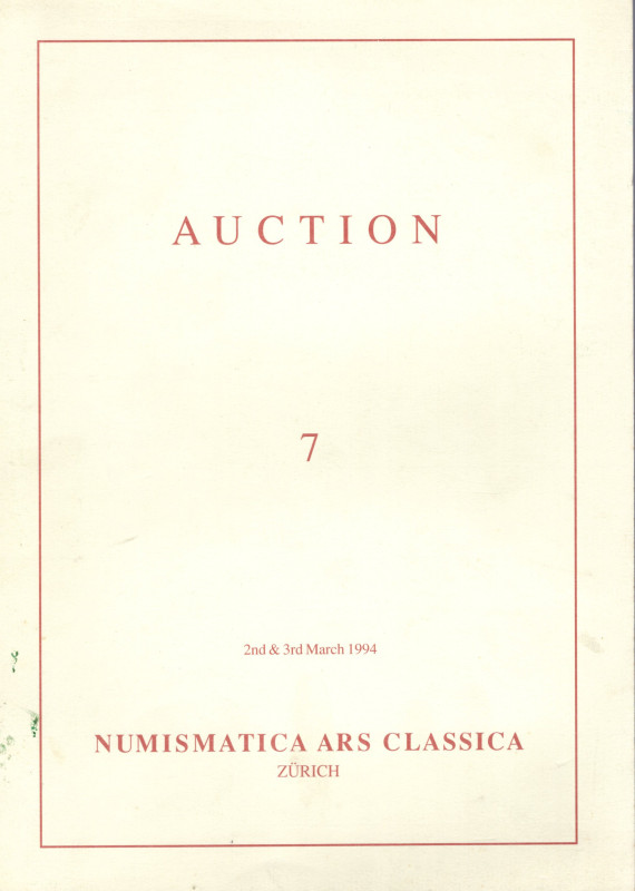 ARS CLASSICA AG. – Auction 7. Zurich, 2 – March, 1994. Etruscan, Greek & Roman c...