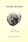 BANK LEU AG. – Auktion 45. Zurich, 26 – Mai, 1988. Antike munzen, kelten, griechen, romer, byzantiner. Pp.84, lots. 421, plates. 26 + 16 enlargements....