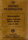 BLANCON G. - Antike munzen. Liste 10. Hannover, 1991. pp. 72, nn. 1020, tavv. 54. rilegatura editoriale, ottimo stato, raro.