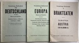 Dorotheum Sammlung Hollschek 3 Cataloghi. Brossura ed. VIII Deutschland Munzen und Medaillen. Wien 09-10-11 Oktober 1958, pp. 62, lotti da 2582 a 3721...