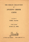 STACK'S. - New York, 27 - June, 1952. The Berlin collection. Ancient Greek coins. Pp 30, lots 923 - 1267, plates 7. paperback ed, price list Valutatio...