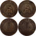 French Indochina 2 x 1 Cent 1885 - 1888 A