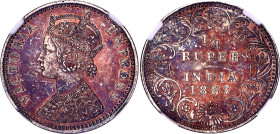 British India 1/4 Rupee 1887 B NGC AU