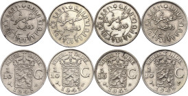 Netherlands East Indies 4 x 1/10 Gulden 1941 - 1945 P & S
