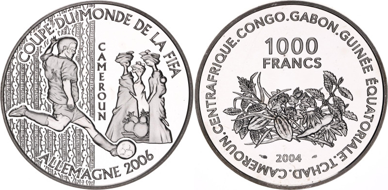 Central African States 1000 Francs 2004

KM# 23, N# 335439; Silver., Proof; FI...